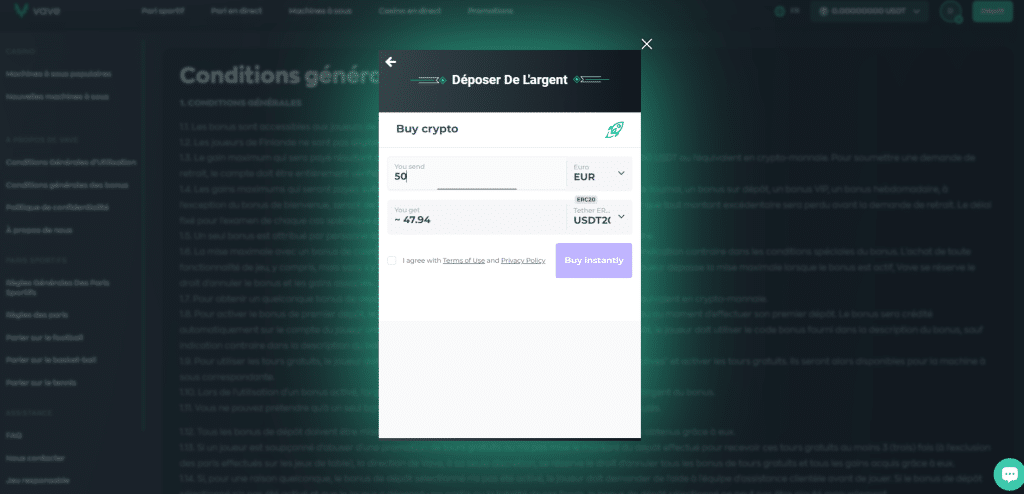 deposer sur vave casino