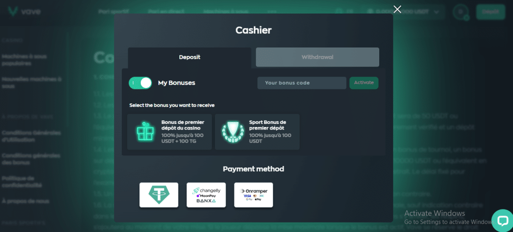 retirer ses gains sur Vave