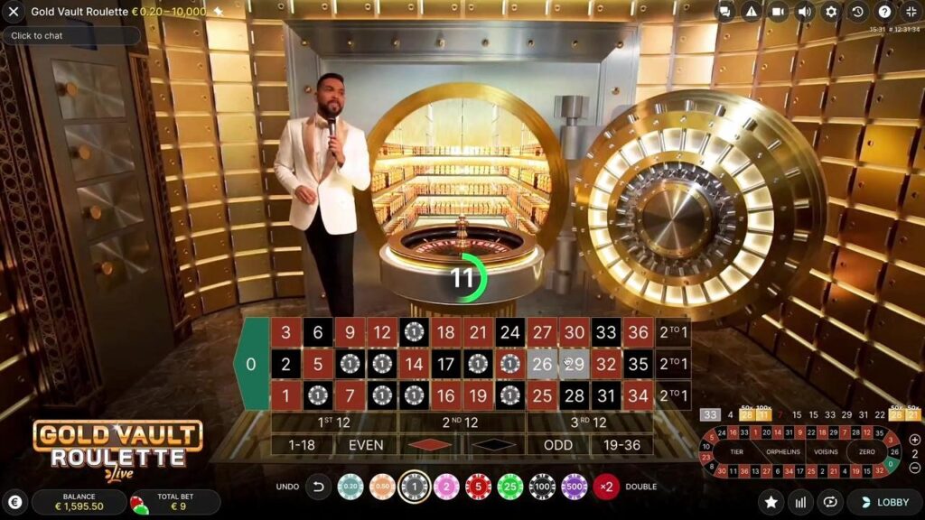 Caractéristiques Gold Vault Roulette live