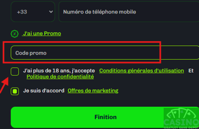 Étape 3 : activer le bonus ou saisir le code promo