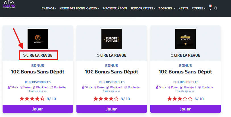 Étape 1 : choisir un casino et lire la revue