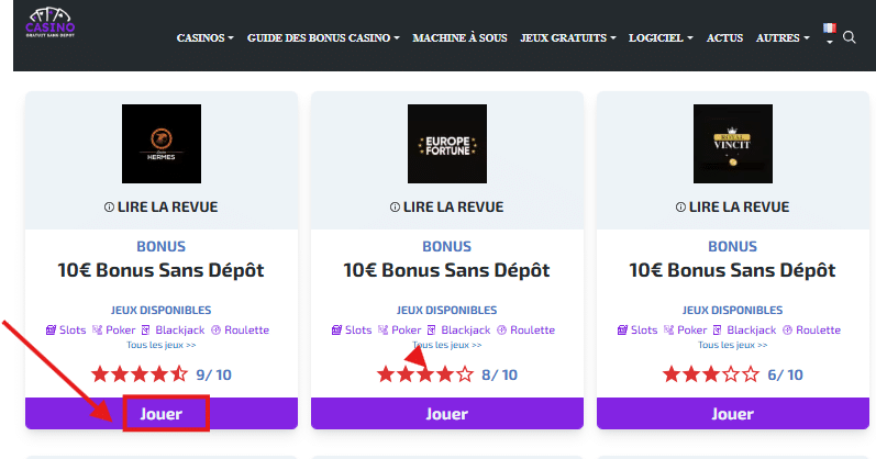 Étape 2 : s'inscrire via le bouton Jouer